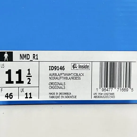 Adidas NMD_R1 “Aurora Black White” Men’s Size 11.5 Lifestyle Comfort Sneakers